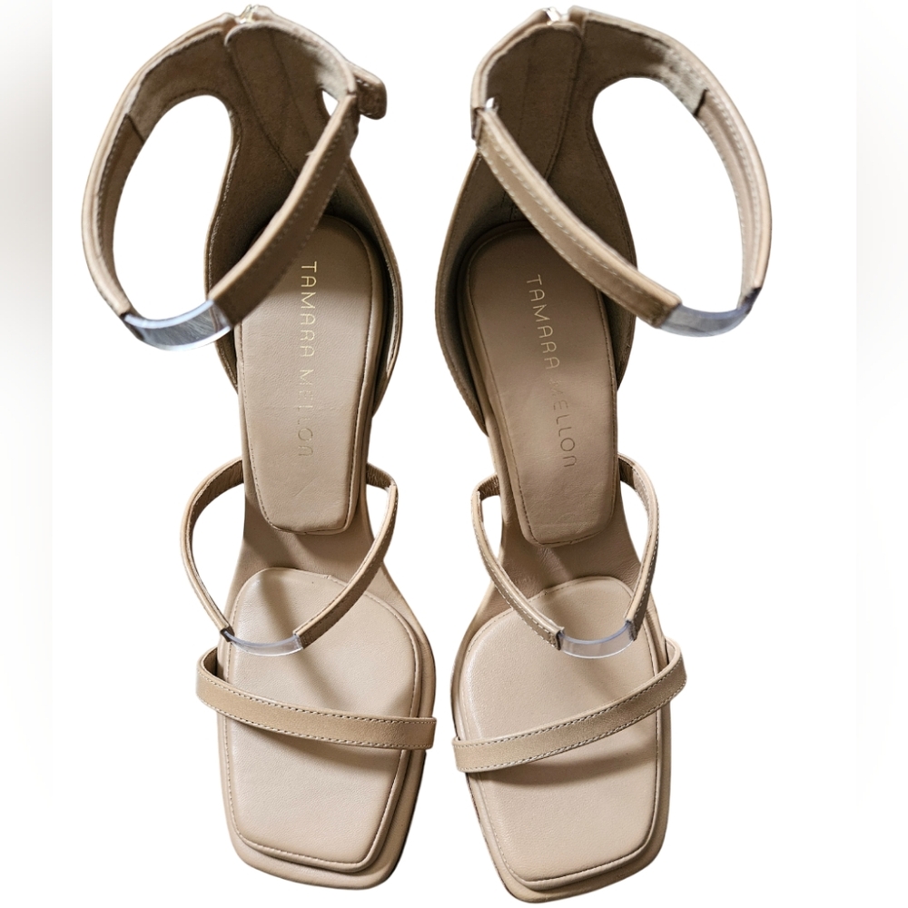 Tamara Mellon Reverse Wedge 90 Tan - Pillow Cushion Insole - EU 37 - NWOB - Picture 2 of 10